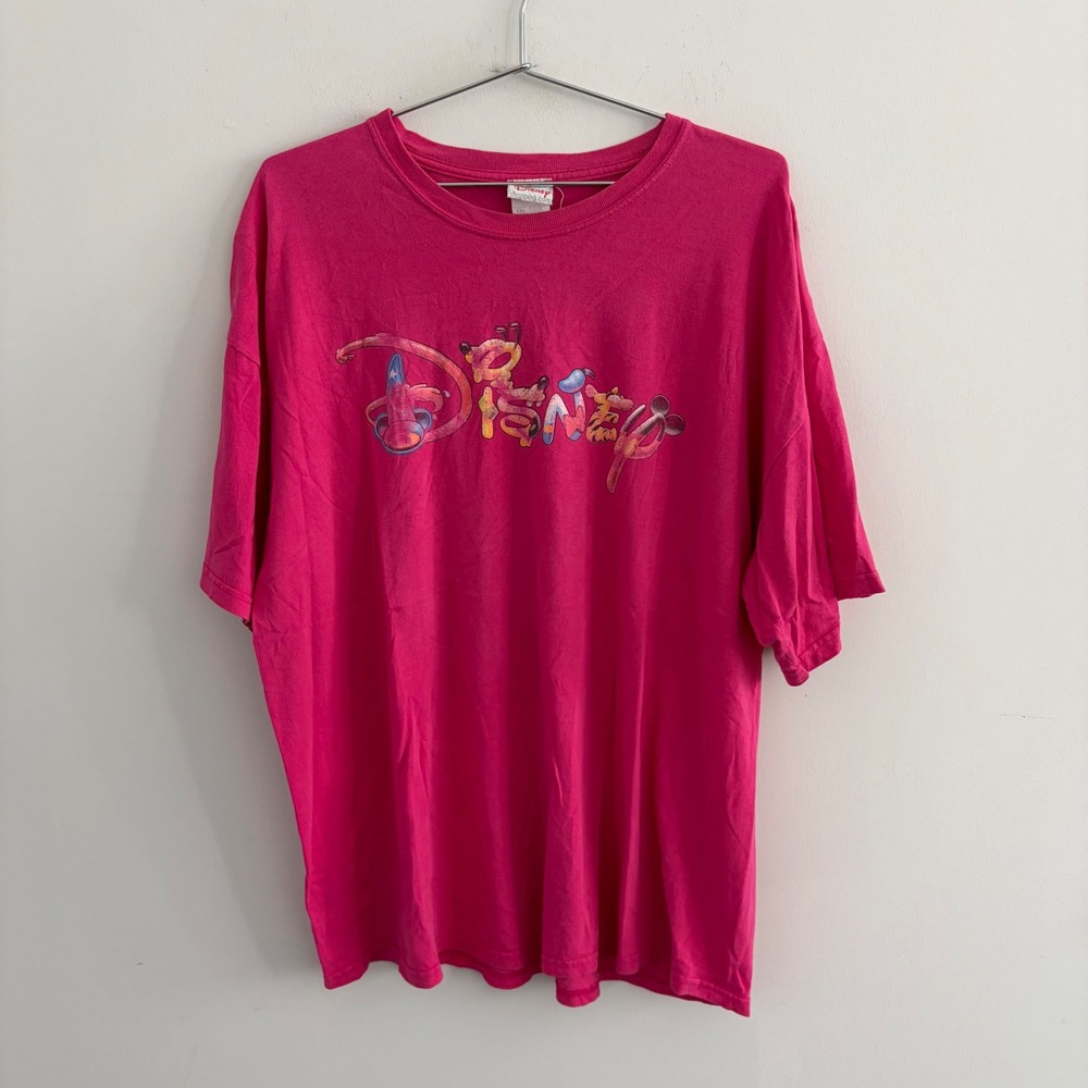 Disney Shopping Pink Character Logo Graphic T-Shirt XXL Womens Short Sleeve